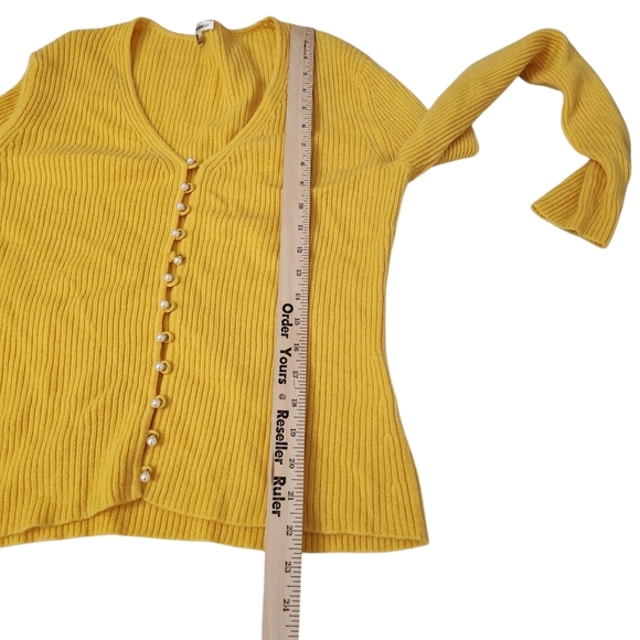 Nomadico Sweater Womens Yellow Pearl‎ Buttons Pure Mongolian Cashmere One Size - Picture 9 of 9